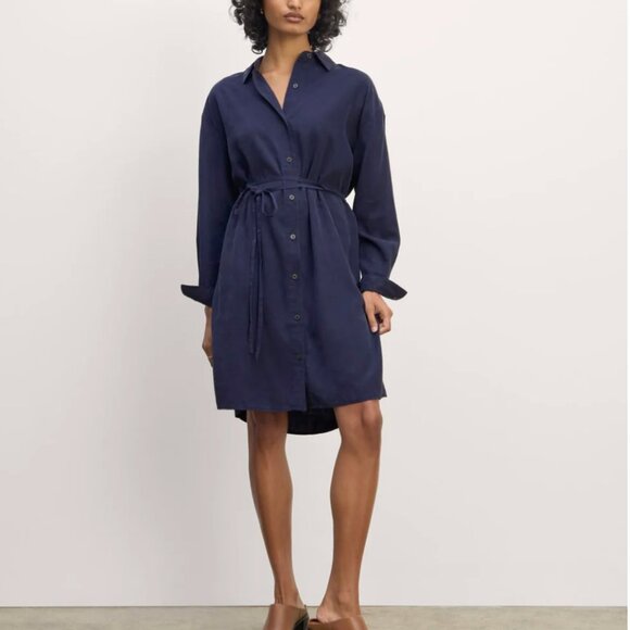 Everlane Must-have Shirtdress in Butterlite, XS, Navy - Picture 2 of 6
